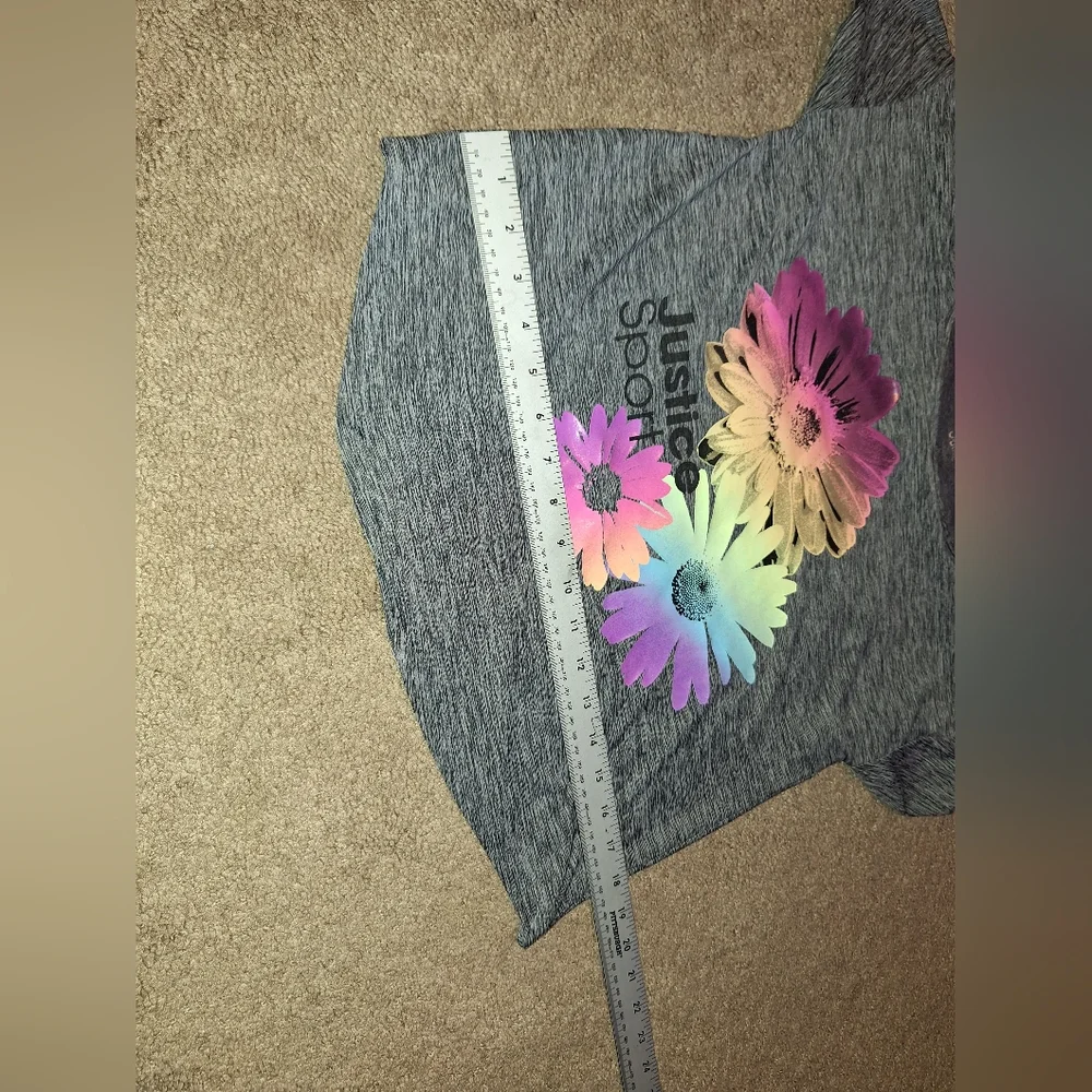 Justice Gray and Pink Floral Short Sleeve Tee/ Kids Large